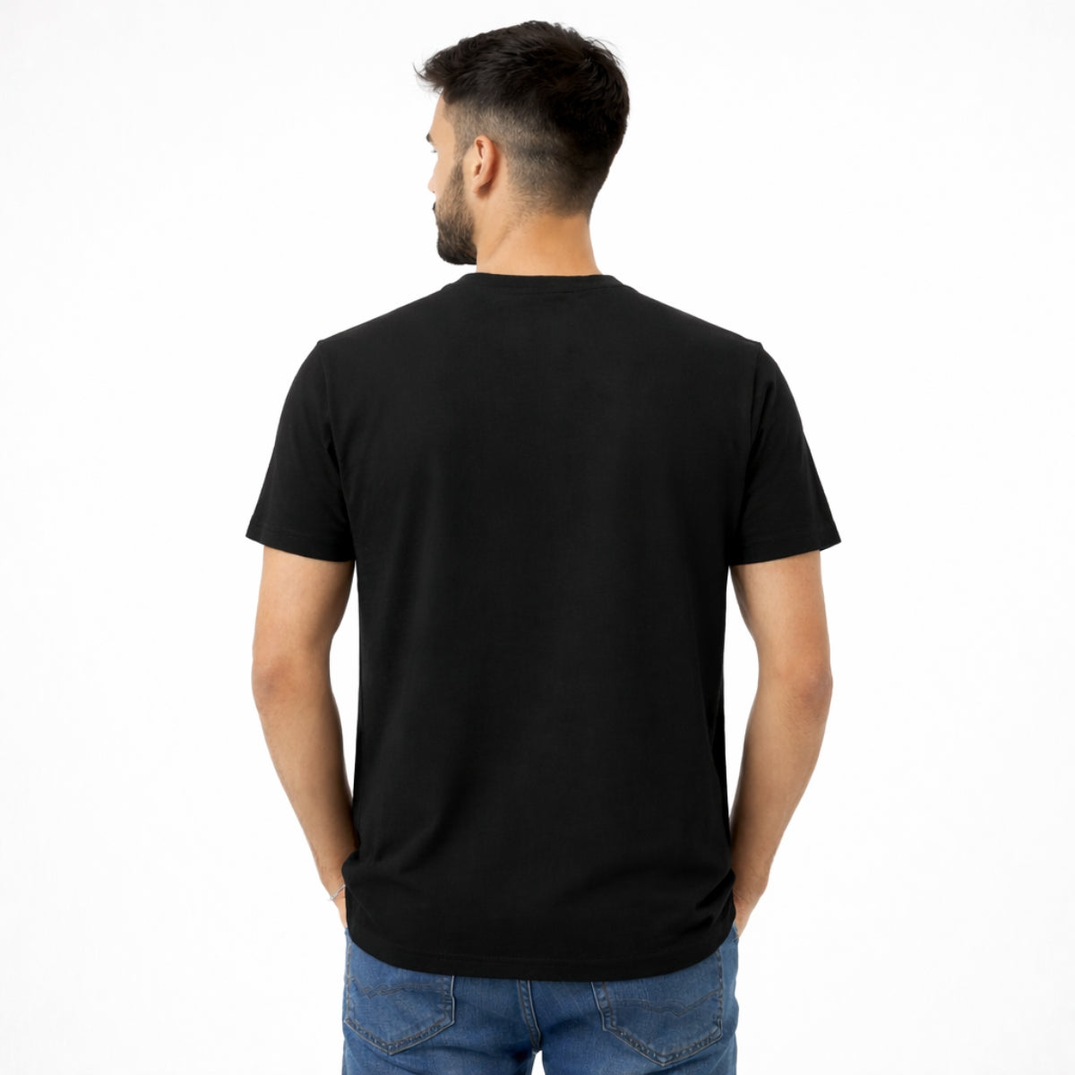 Men’s Premium Contrast Chest Stripe T-Shirt – Black