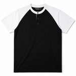 Men’s Casual Comfort Raglan Henley Tee Shirt – Black