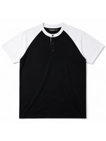 Men’s Casual Comfort Raglan Henley Tee Shirt – Black