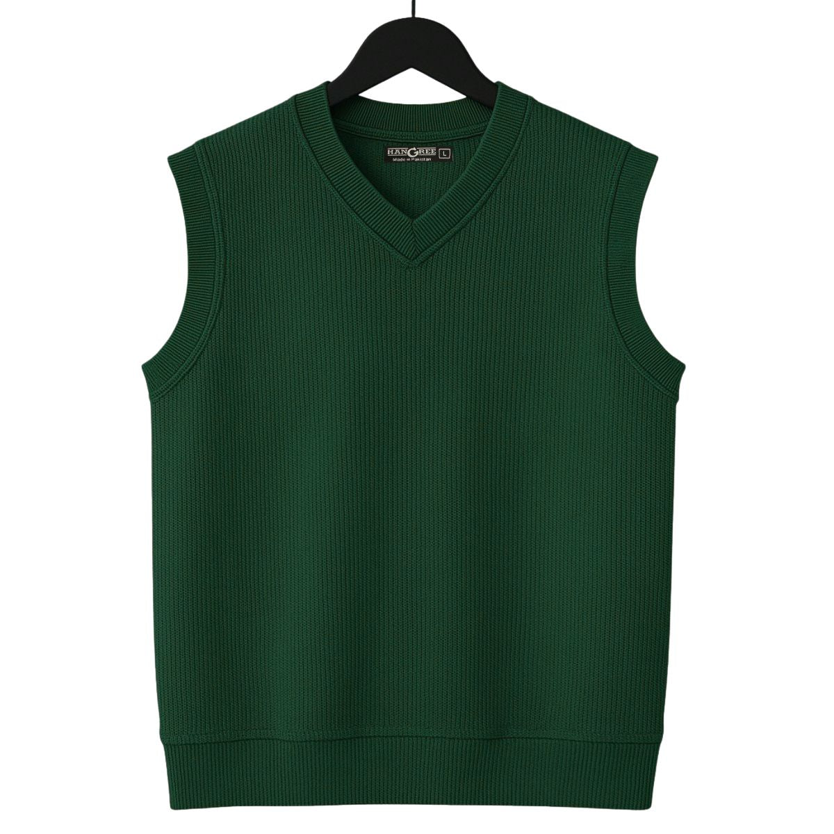 HG Men's Ribbed V-Neck Sleeveless Sweater - Palm Green
