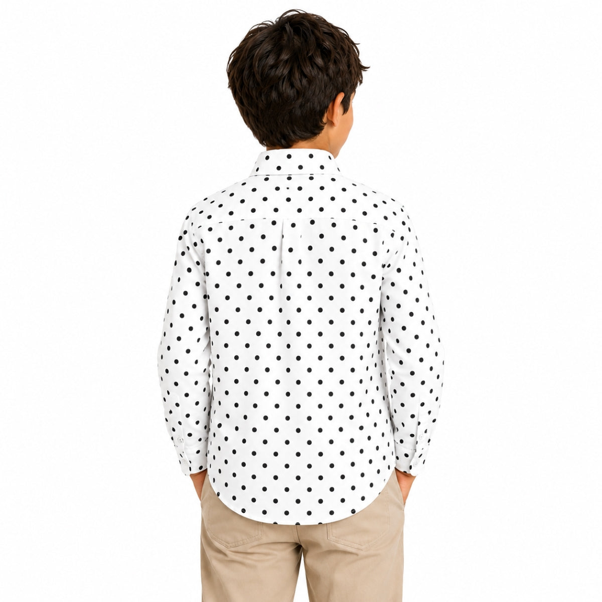 Boy's Polka Dots Printed Casual Shirt - White