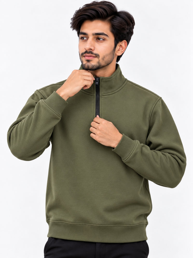 Men's Mock Neck Half-Zip Fleece Sweatshirt