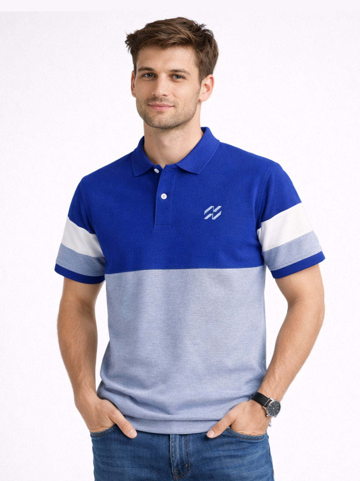 Men’s Premium Colorblock Polo Shirt – Royal Blue