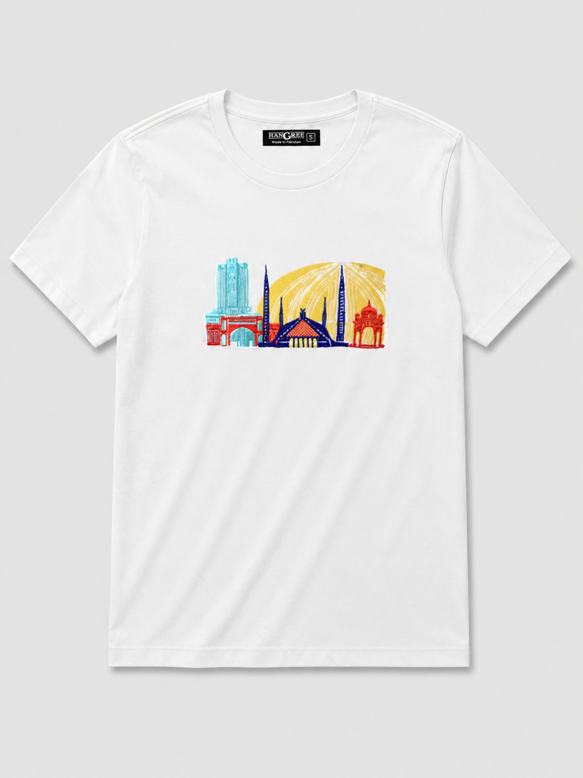 City Icon Embroidered Men Tee Shirt - White