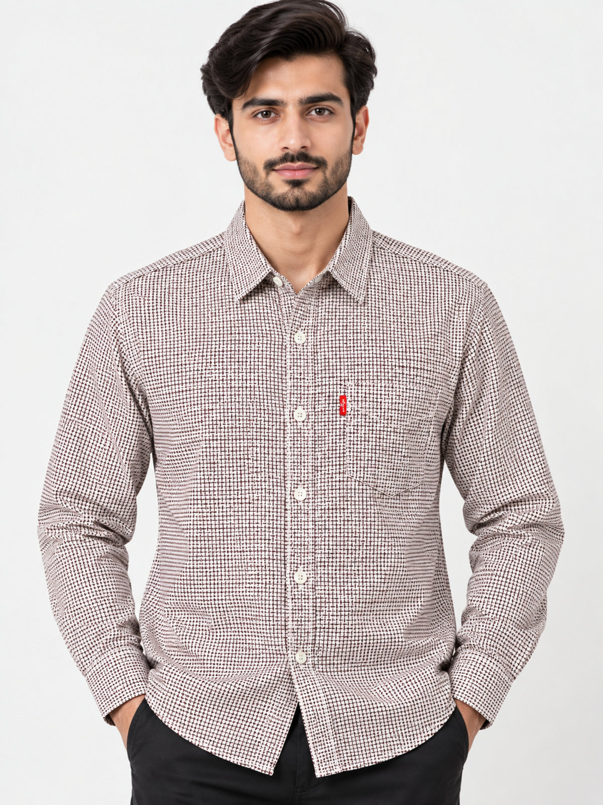 Men's Geometric Patterned Full Sleeves Casual Shirt