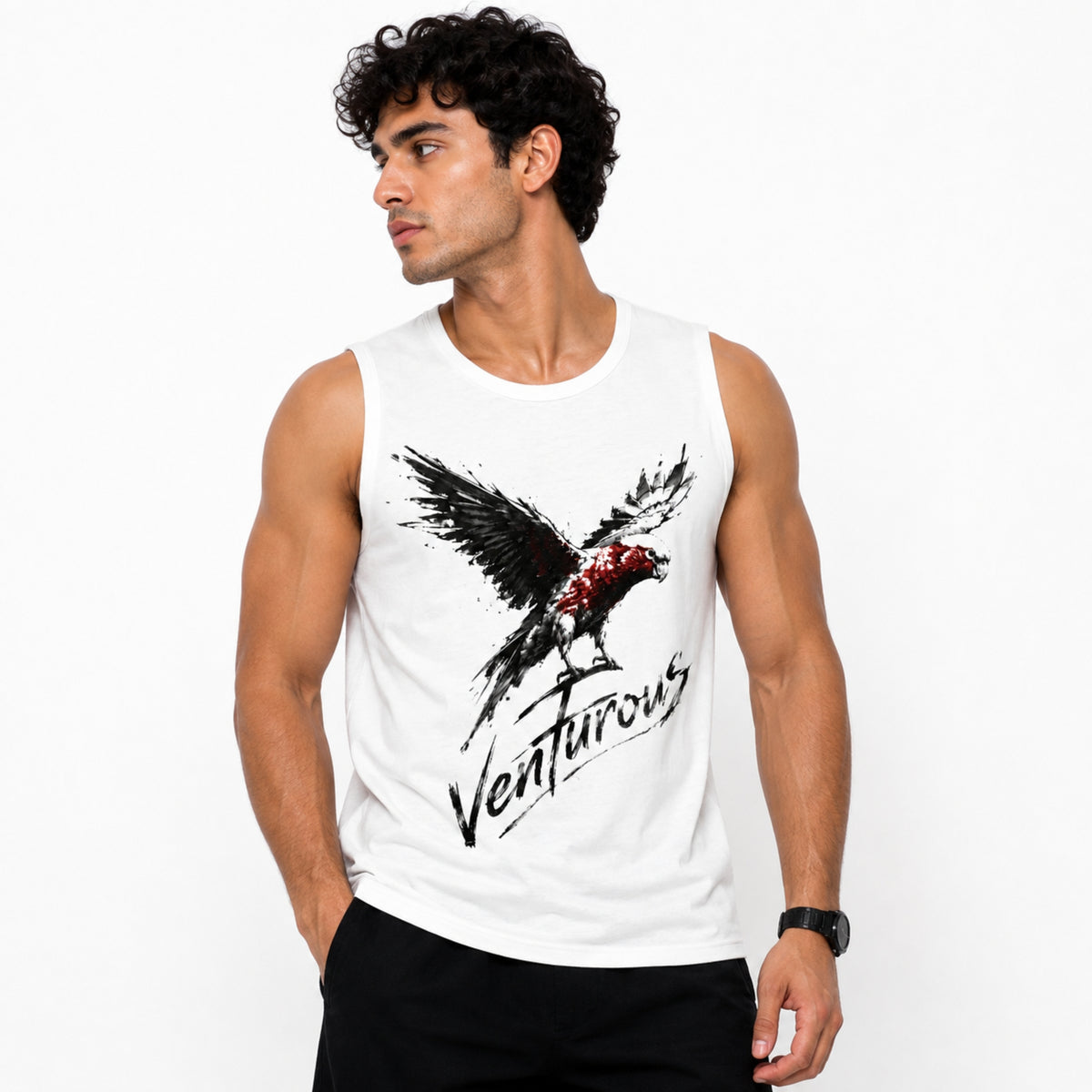 Men's Venturous Graphic Sleeveless Cotton Jersey Tank Top