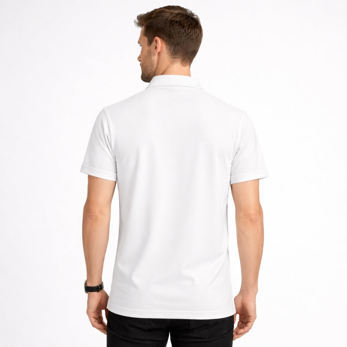 Men’s Premium Poly Wear Half-Zip Polo Shirt – White