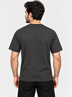 Oversize White Body Panel Fashion Tee Shirt - Charcoal