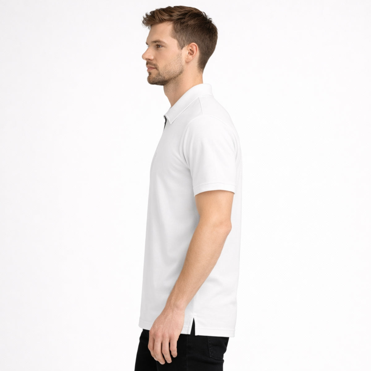 Men’s Premium Poly Wear Half-Zip Polo Shirt – White