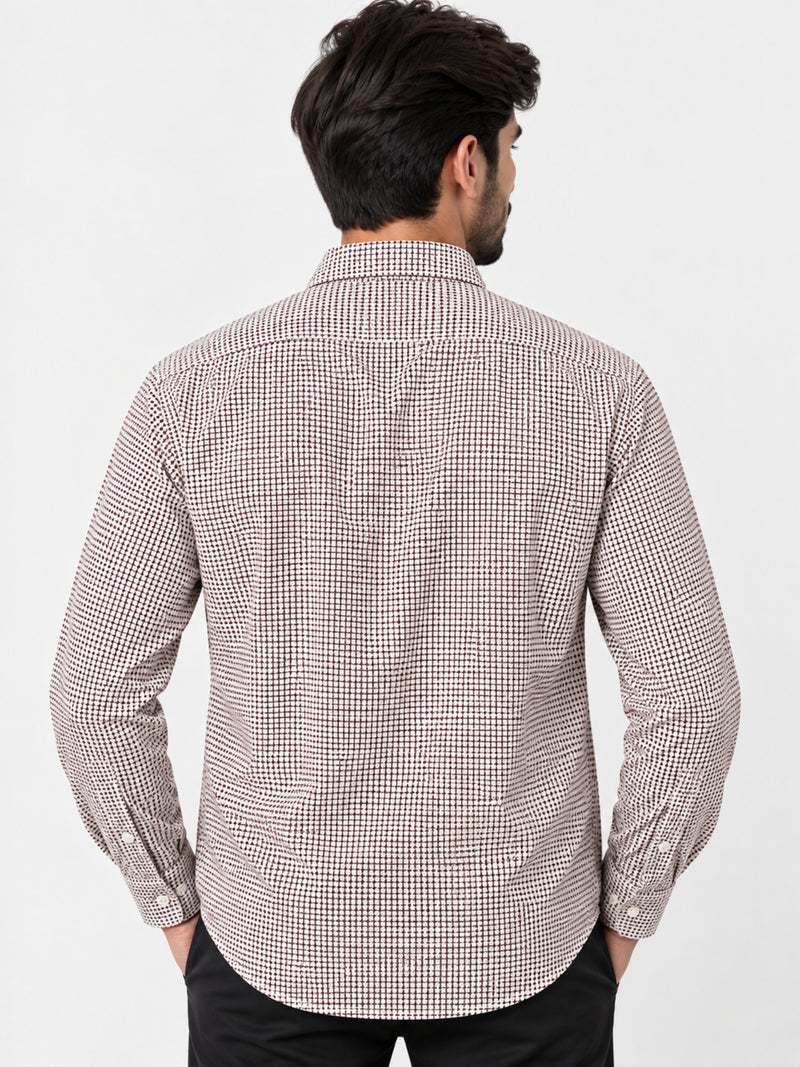 Men's Geometric Patterned Full Sleeves Casual Shirt