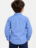 Boy's Micro Checkered Full Sleeves Casual Shirt - Blue