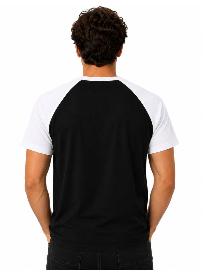 Men’s Casual Comfort Raglan Henley Tee Shirt – Black