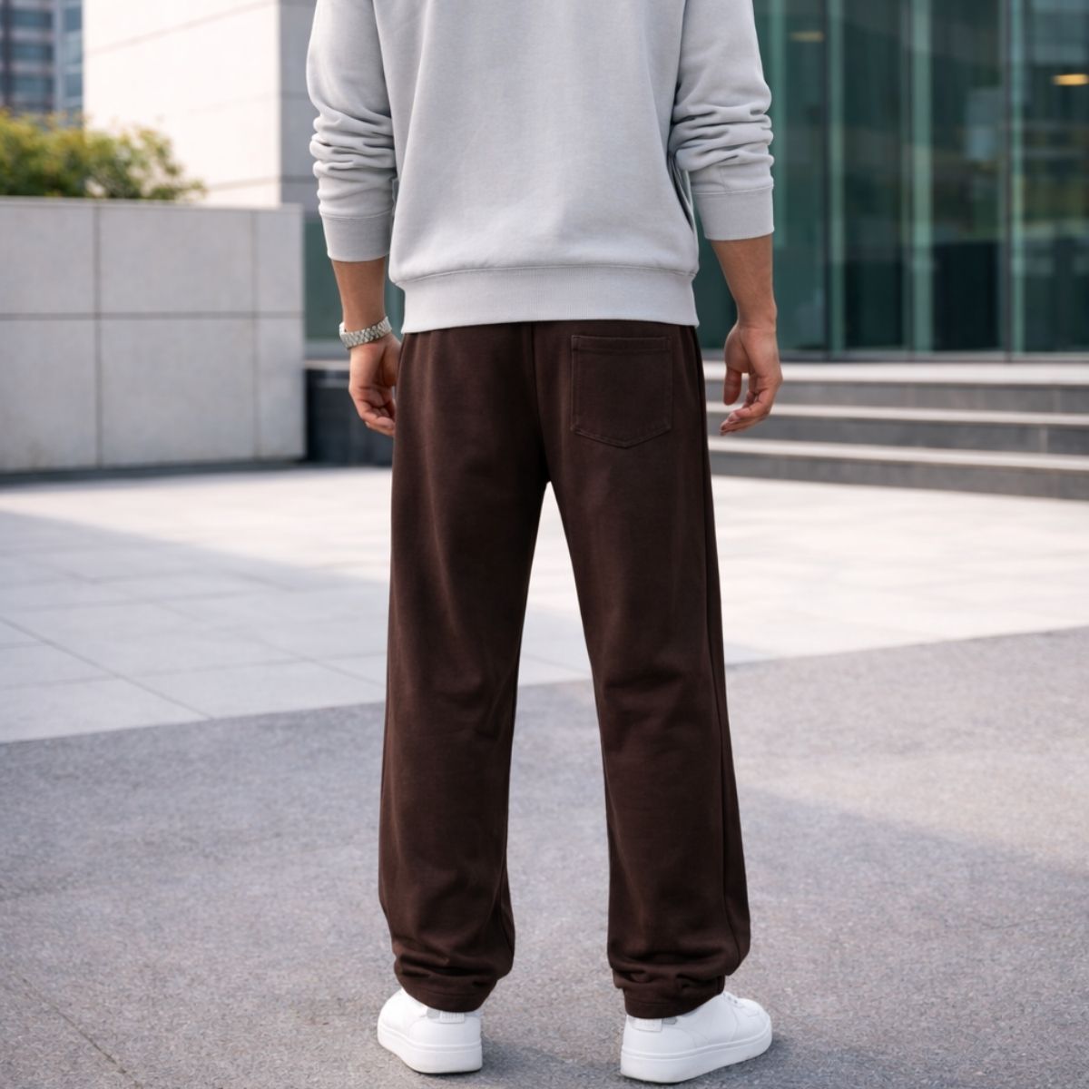 HG Classic Terry Loose Fit Trousers with Zipper Pockets - Choclate Brown