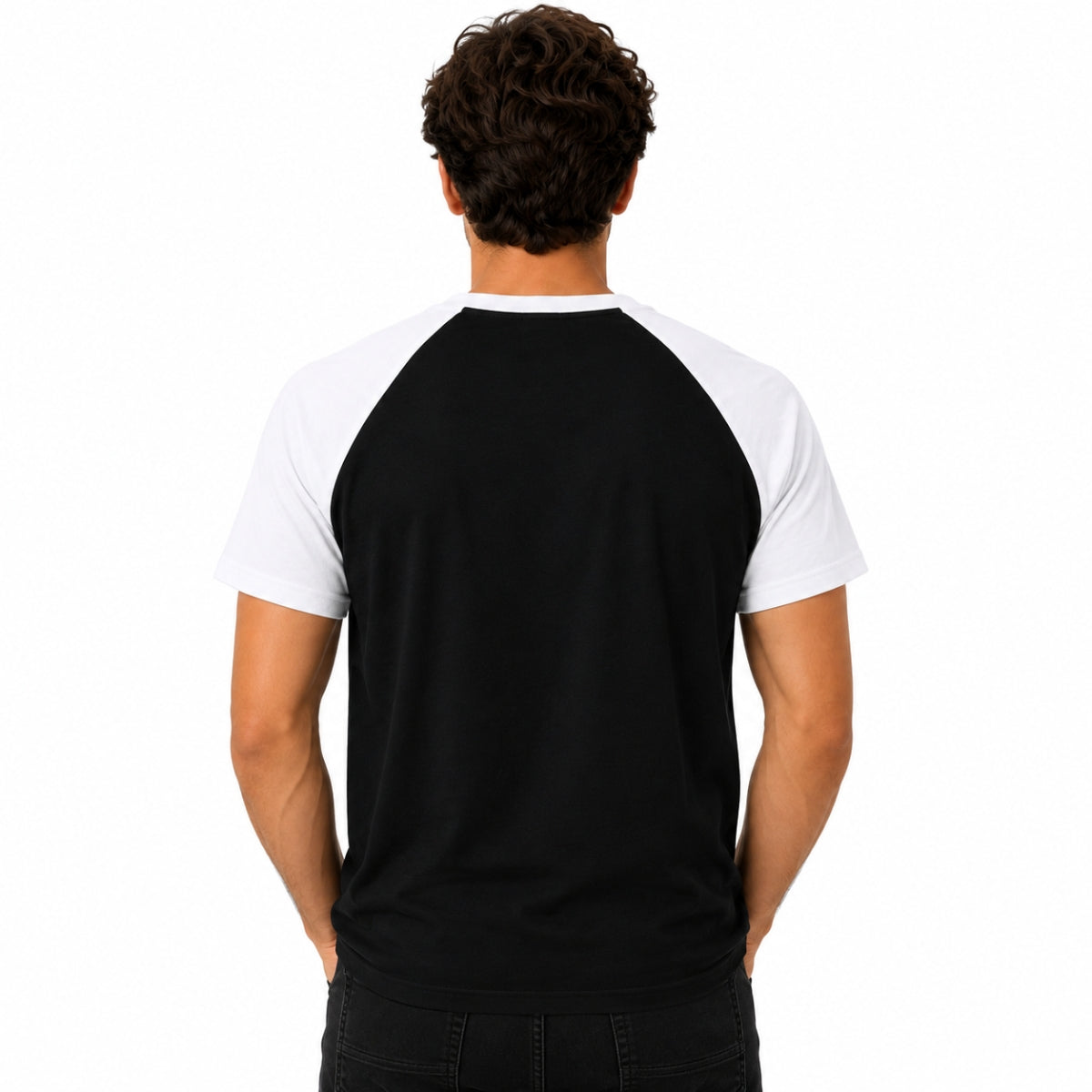 Men’s Casual Comfort Raglan Henley Tee Shirt – Black