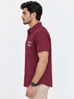 Classy "Brooklyn" Embroidered Soft Cotton Casual Shirt - Maroon