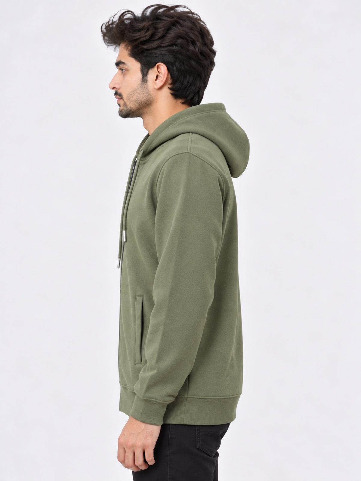 Men’s Plain Fleece Zip-Up Hoodie