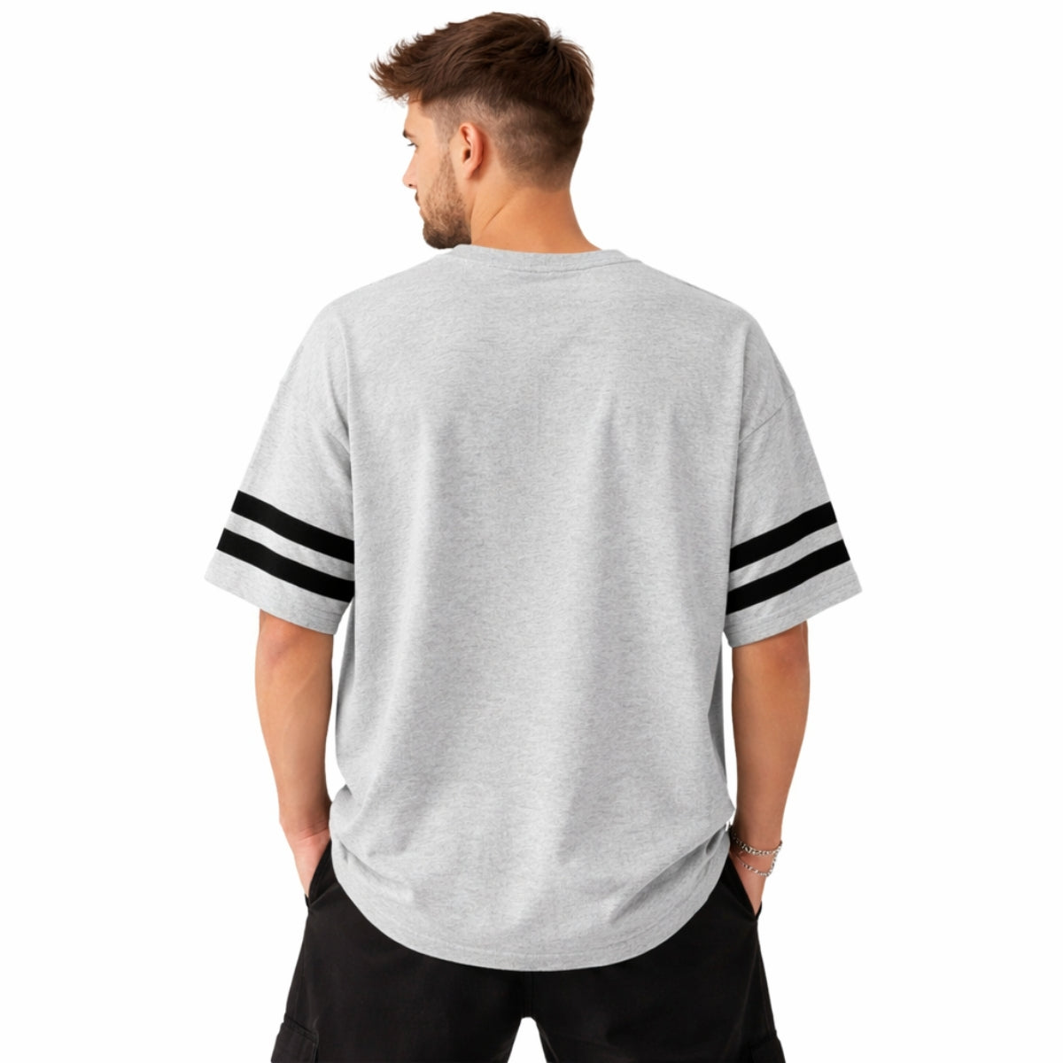 Unisex Oversized Graphic Printed Drop Shoulder T-Shirt - Hyder Gray