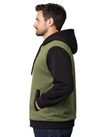 HG Two-Tone Fleece Zip-Up Hoodie – Olive Green & Black
