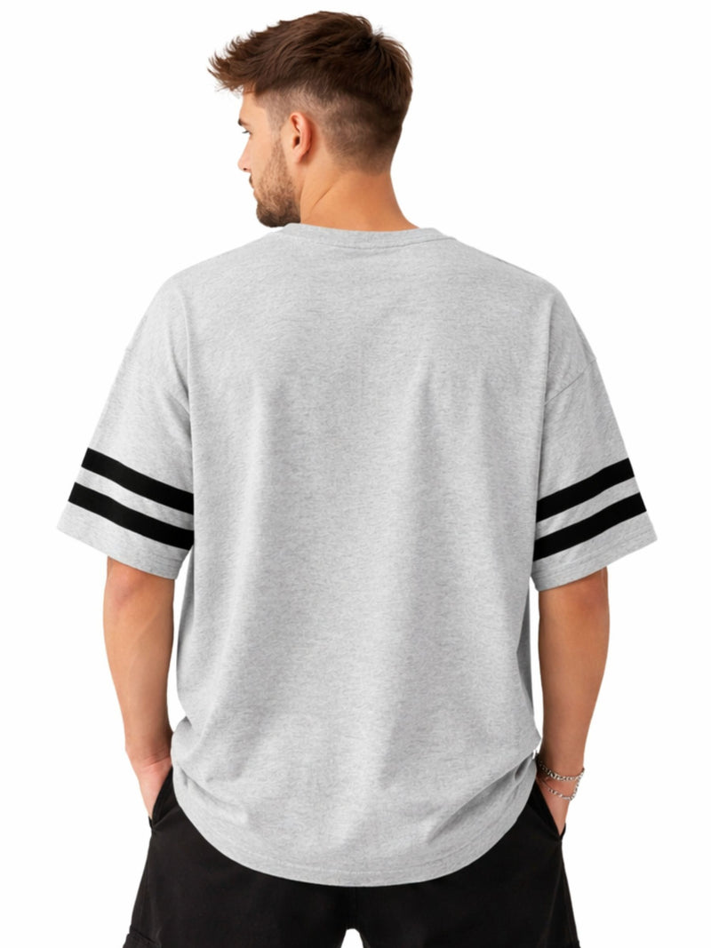 Unisex Oversized Graphic Printed Drop Shoulder T-Shirt - Hyder Gray