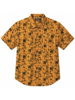 Men’s Abstract Grid Printed Casual Shirt - Mustard