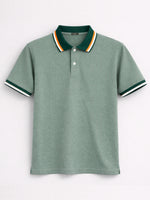 Men’s Premium Contrast Collar Polo Shirt – Spanish Green