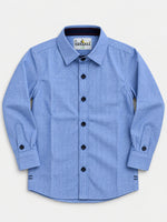 Boy's Micro Checkered Full Sleeves Casual Shirt - Blue