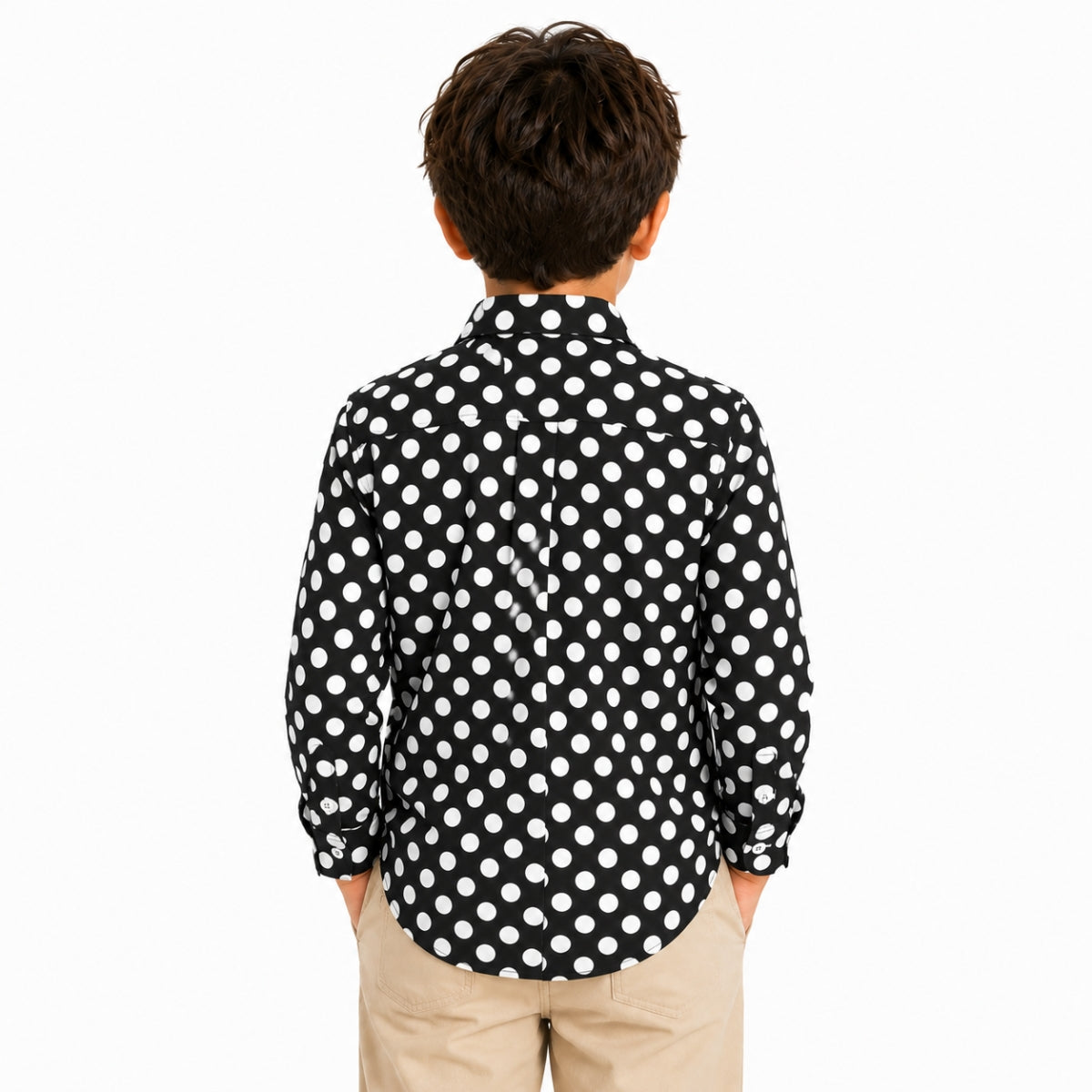 Boy's Polka Dots Printed Casual Shirt - Black