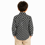 Boy's Polka Dots Printed Casual Shirt - Black