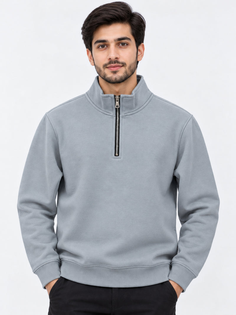 Men's Mock Neck Half-Zip Fleece Sweatshirt