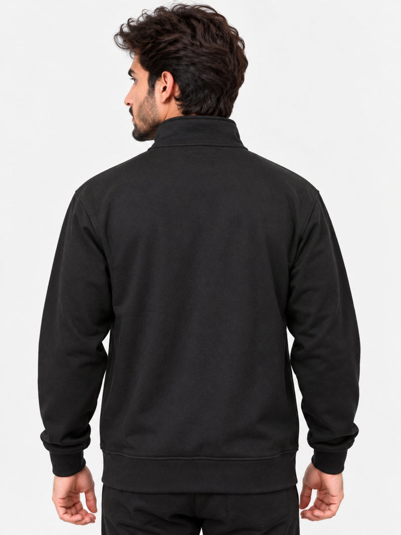HG Classic Mock Neck Fleece Zipper Jacket - Black