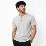 Men's Exclusive Melange Henley T-Shirt - White