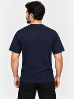 Oversize White Body Panel Fashion Tee Shirt - Navy