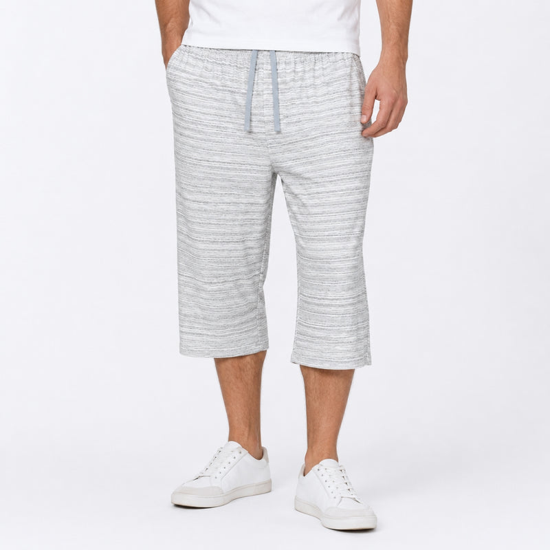 Men's Basic Summer Essential 3 Quarter Shorts - Melange White