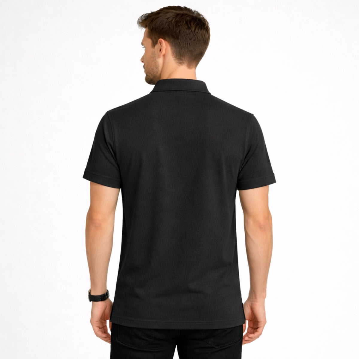 Men’s Premium Poly Wear Half-Zip Polo Shirt – Black
