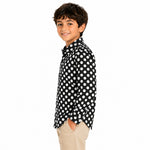 Boy's Polka Dots Printed Casual Shirt - Black