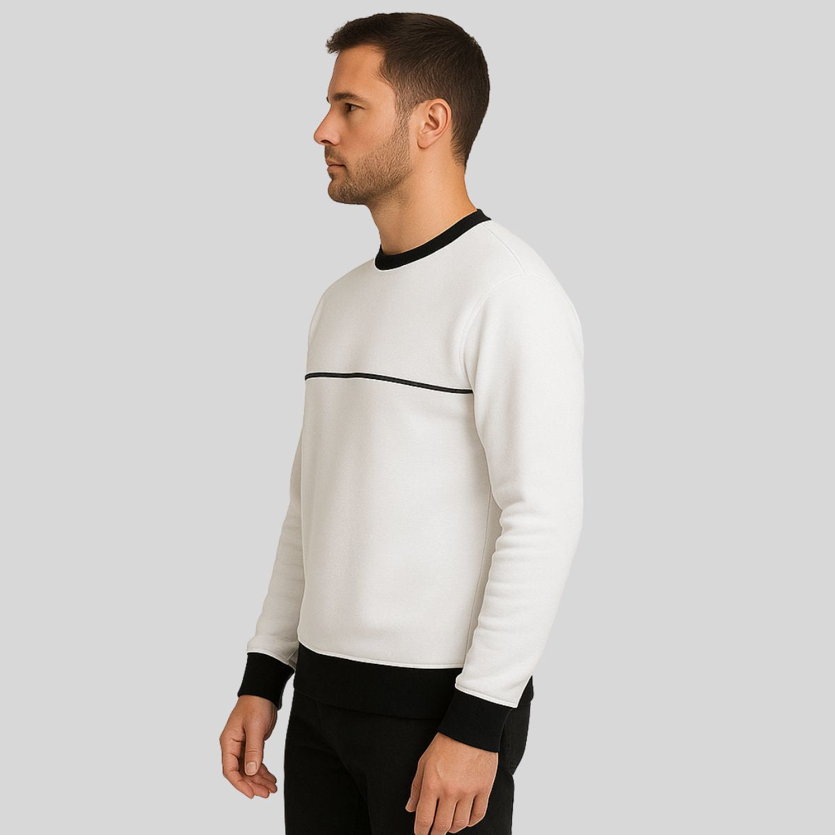 HG Combo Interlock Sweat Shirt - White