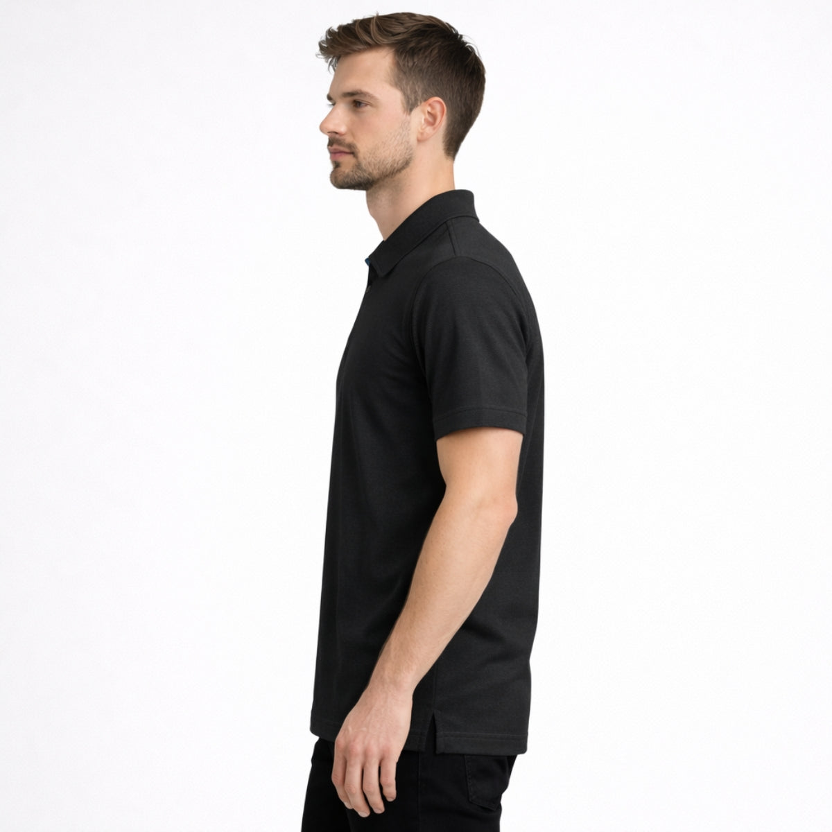 Men’s Premium Poly Wear Half-Zip Polo Shirt – Black