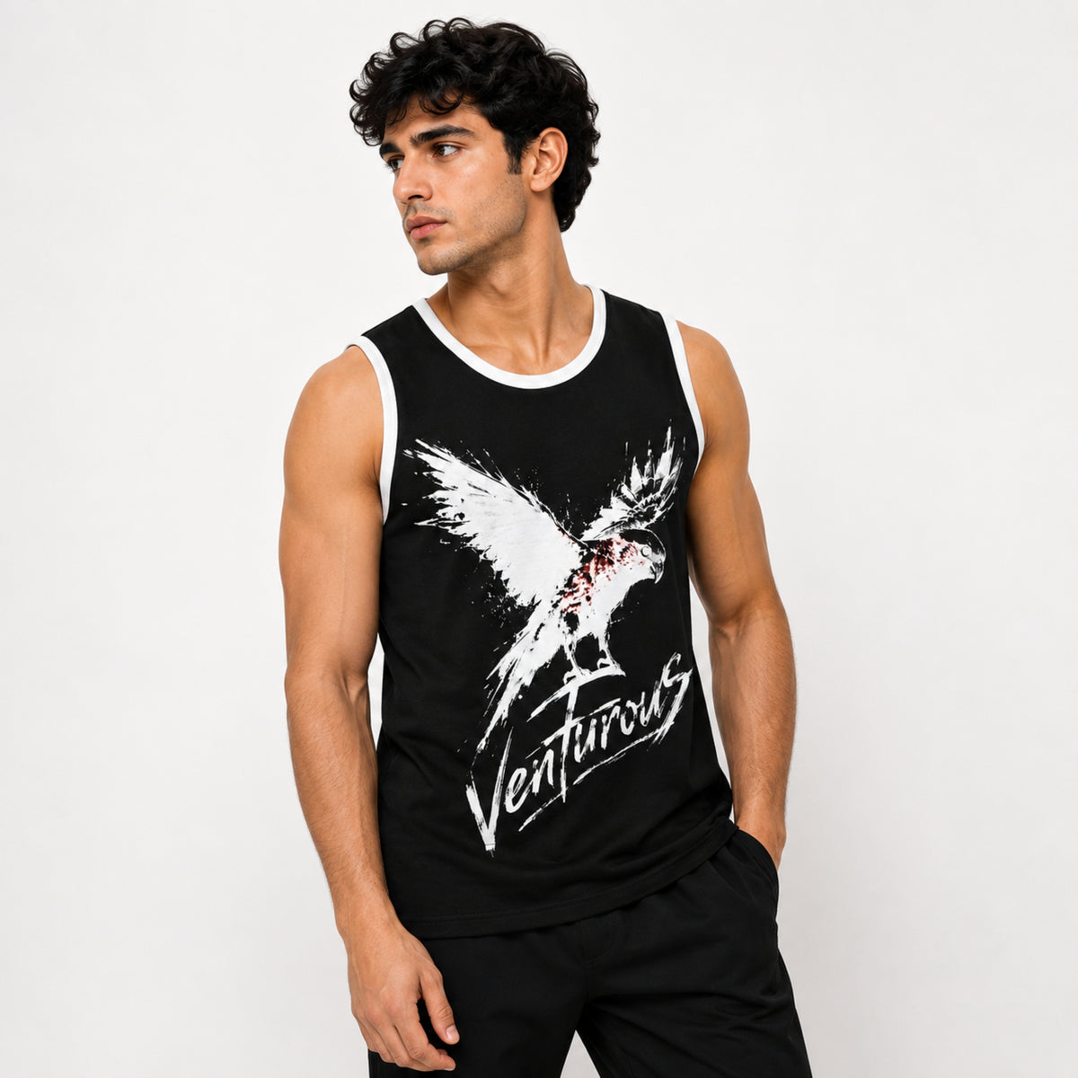 Men's Venturous Graphic Sleeveless Cotton Jersey Tank Top