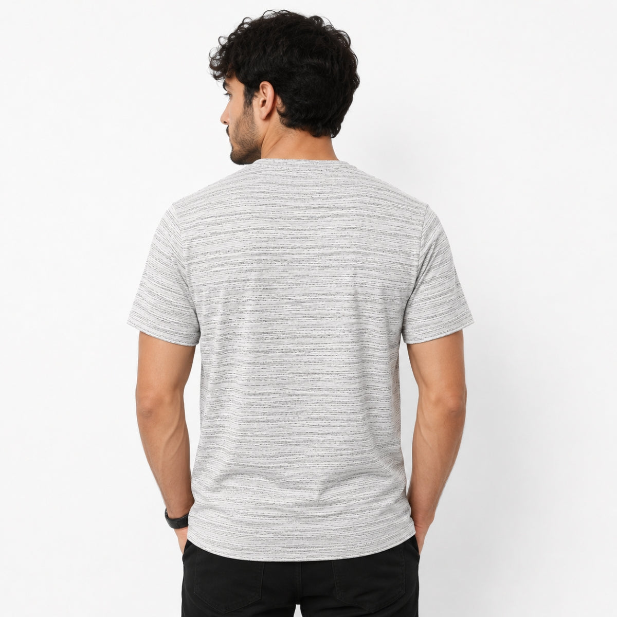 Men's Exclusive Melange Henley T-Shirt - White
