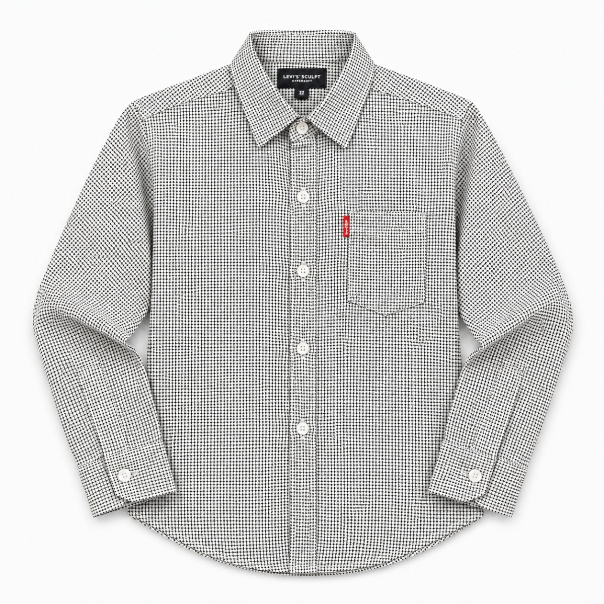 Boy's Geometric Pattern Full Sleeves Casual Shirt - White