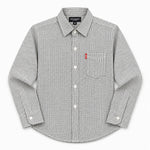 Boy's Geometric Pattern Full Sleeves Casual Shirt - White