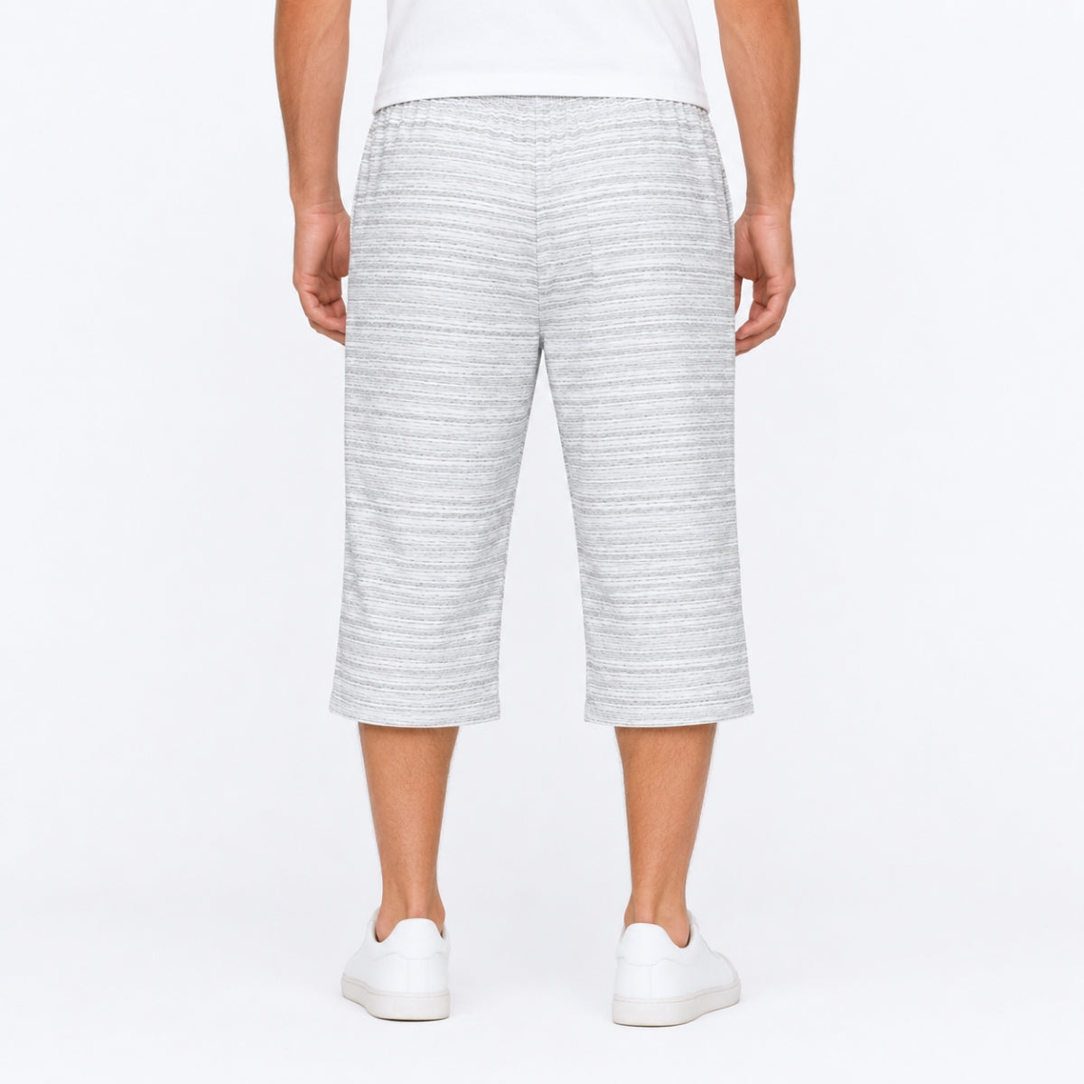Men's Basic Summer Essential 3 Quarter Shorts - Melange White