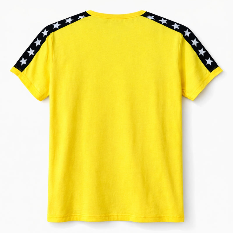 Men's Graphic Printed Round Neck Tee Shirt - Yellow
