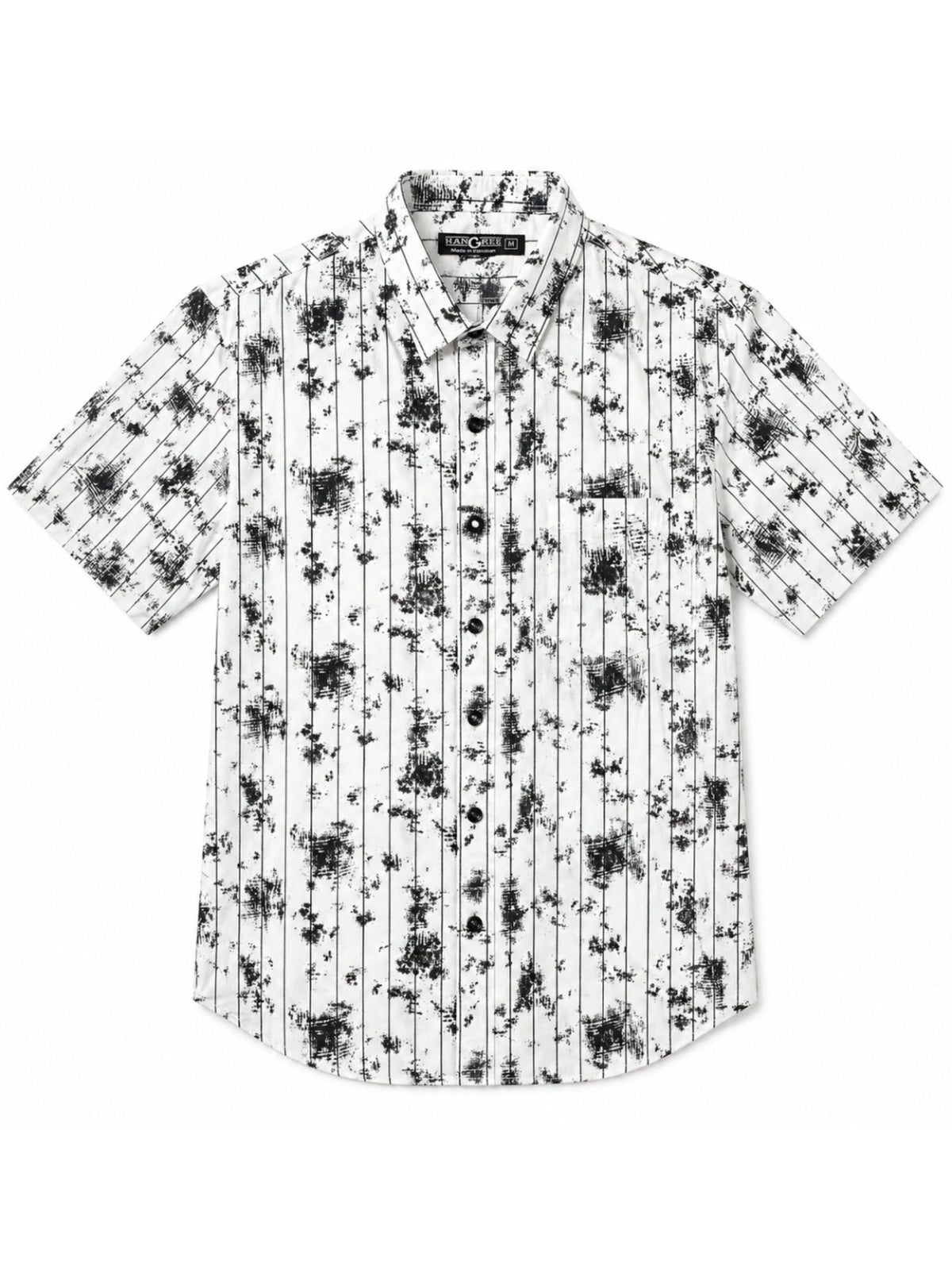 Men’s Abstract Grid Printed Casual Shirt - White