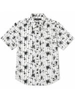 Men’s Abstract Grid Printed Casual Shirt - White