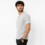 Men's Exclusive Melange Henley T-Shirt - White