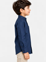 Boy's Mandarin Collar Kurta Style Casual Shirt - Navy