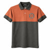Men's Signature Emb Luxury Panel Polo - Rust & Dark Gray