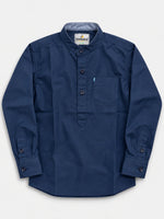 Boy's Mandarin Collar Kurta Style Casual Shirt - Navy