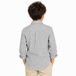 Boy's Geometric Pattern Full Sleeves Casual Shirt - White